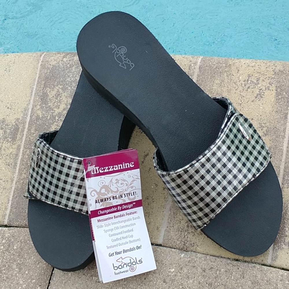Bandals Mezzanine Black and White Slide Sandals